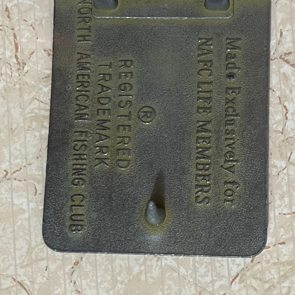 Vtg North‎ American Fishing Club Life Member Belt Buckle Engraved Name